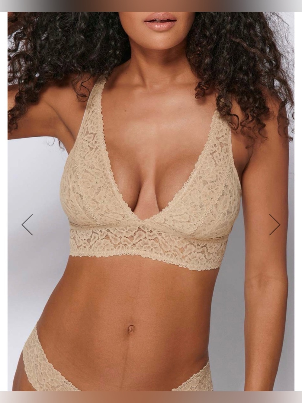 $78 LOVE SUZE Luxe-Stretch Full-Bust Plunge Bra Beige M/L